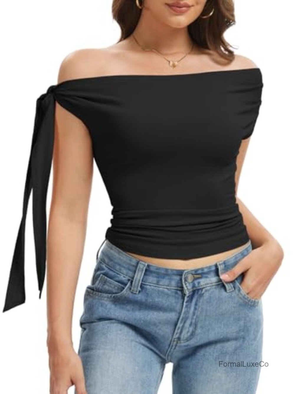 Off Shoulder Asymmetrical Y2K Tank Top Women's Going Out Top Slim Fit
